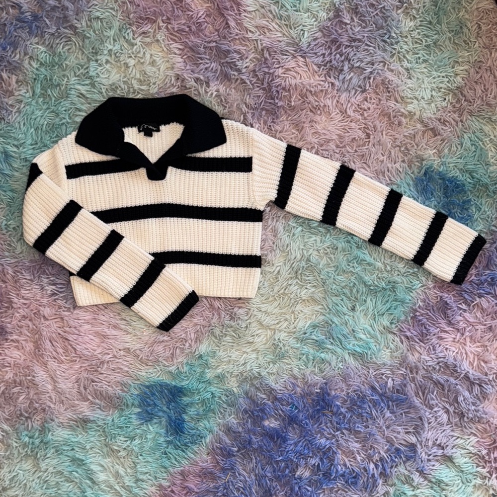 Striped Black and White Girls Sweater